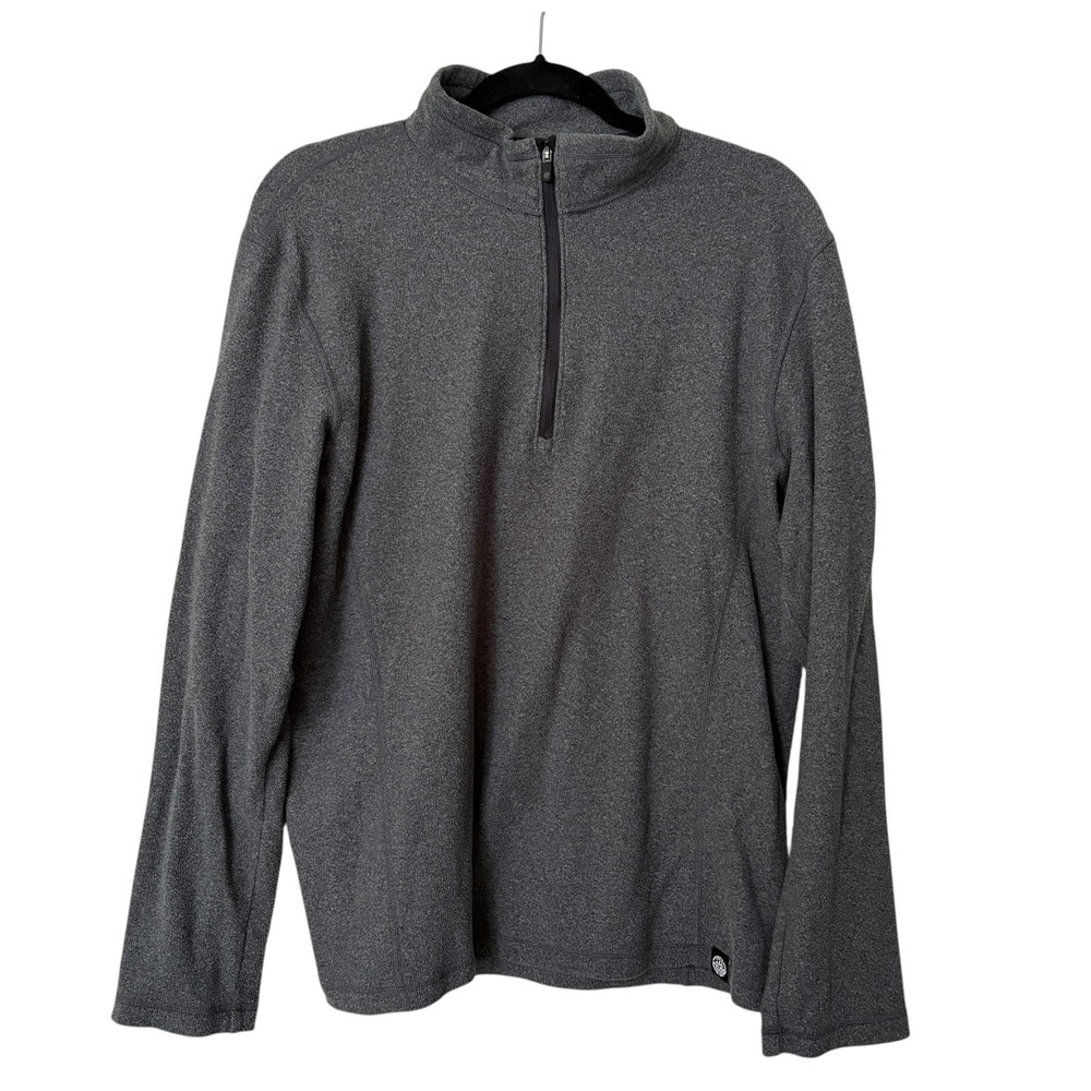 REI Co-op Mens Large Quarter Zip Fleece Pullover Charcoal Grey Heathered
